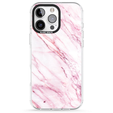 iPhone 16 Pro Max White & Pink Onyx Marble Texture Black Impact Phone Case