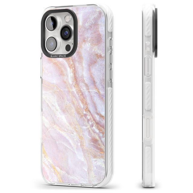 iPhone 16 Pro Max Soft Pink & Yellow Onyx Marble Black Impact Phone Case