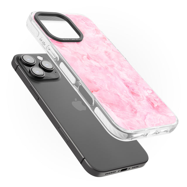 iPhone 16 Pro Max Bright Pink Onyx Marble Texture Black Impact Phone Case