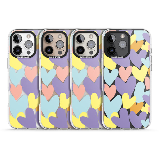 iPhone 16 Pro Max Pastel Hearts Black Impact Phone Case