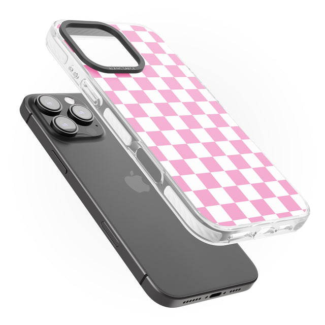 iPhone 16 Pro Max Pink Checkered Black Impact Phone Case