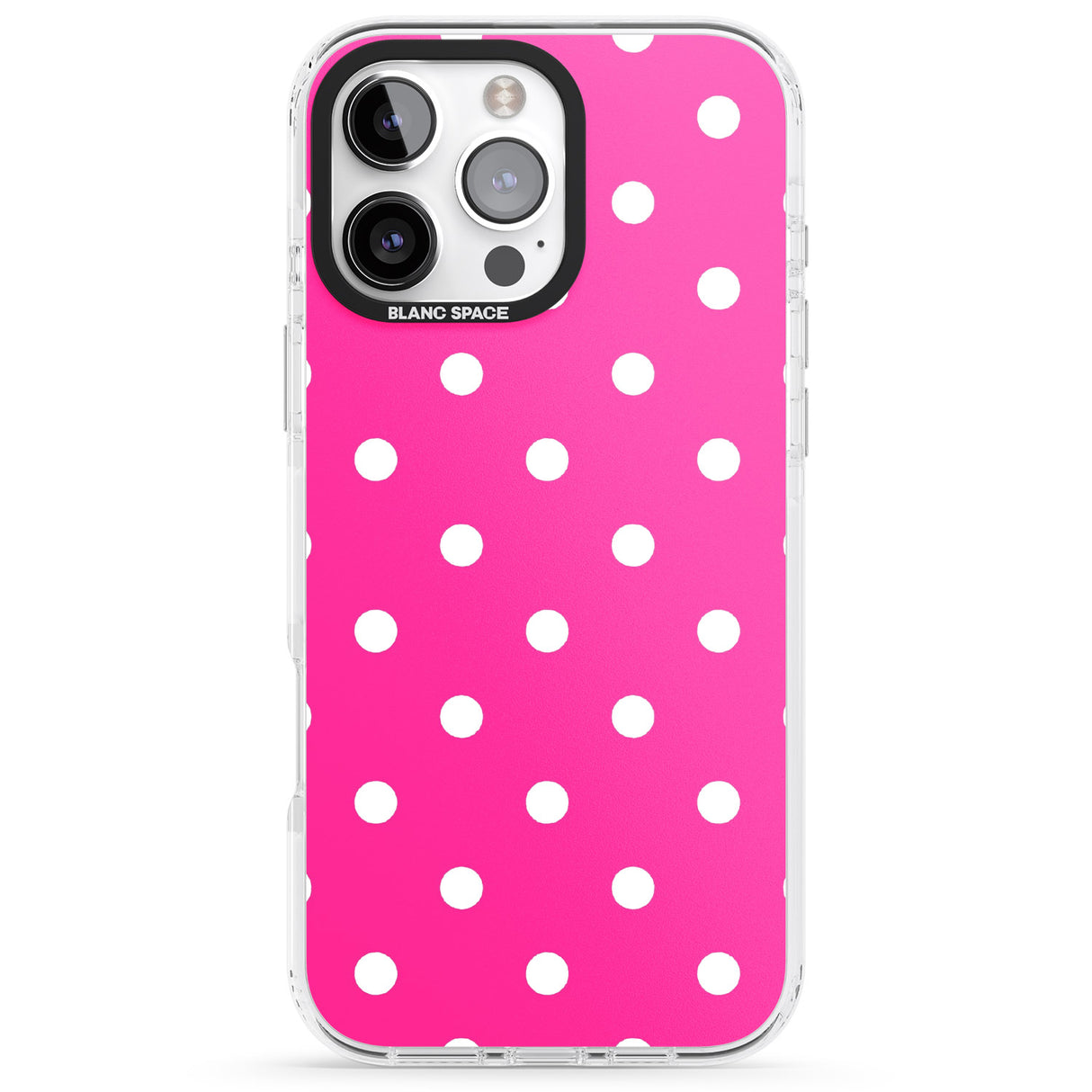 iPhone 16 Pro Max Pink Polka Dot Black Impact Phone Case