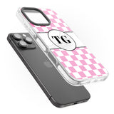 iPhone 16 Pro Max Personalised Monogrammed Pink Check Black Impact Phone Case