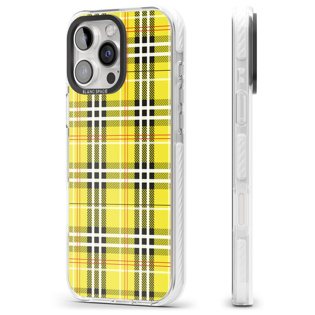 iPhone 16 Pro Max Yellow Plaid Black Impact Phone Case