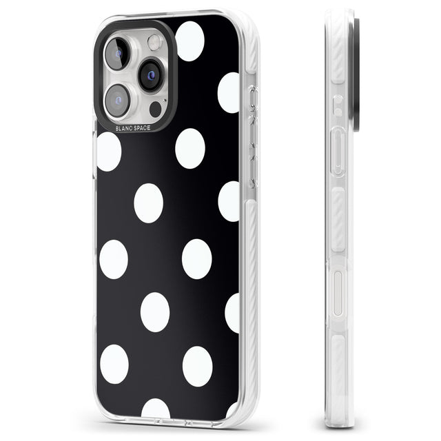 iPhone 16 Pro Max Chic Black Polka Dot Black Impact Phone Case