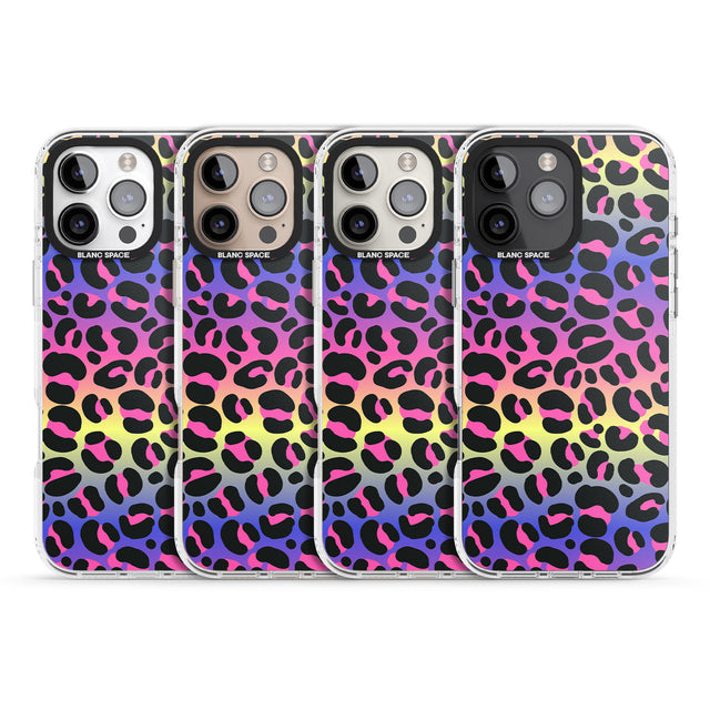 iPhone 16 Pro Max Rainbow Gradient Leopard Print Black Impact Phone Case