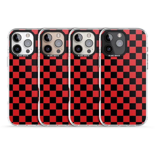 iPhone 16 Pro Max Red Black Checkered Black Impact Phone Case