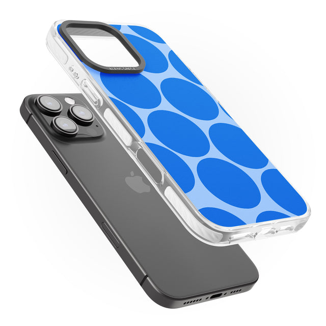 iPhone 16 Pro Max Abstract Retro Shapes: Blue Dots Black Impact Phone Case