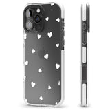 iPhone 16 Pro Max White Hearts Pattern Black Impact Phone Case