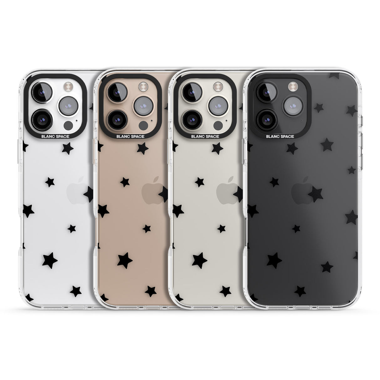 iPhone 16 Pro Max Black Stars Pattern Black Impact Phone Case