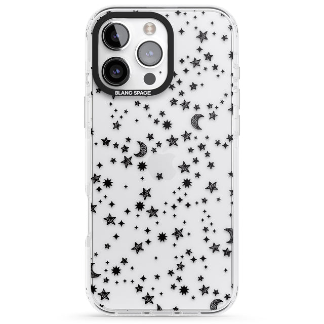 iPhone 16 Pro Max Black Cosmic Galaxy Pattern Black Impact Phone Case