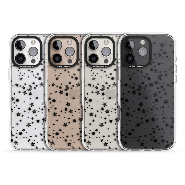 iPhone 16 Pro Max Black Cosmic Galaxy Pattern Black Impact Phone Case