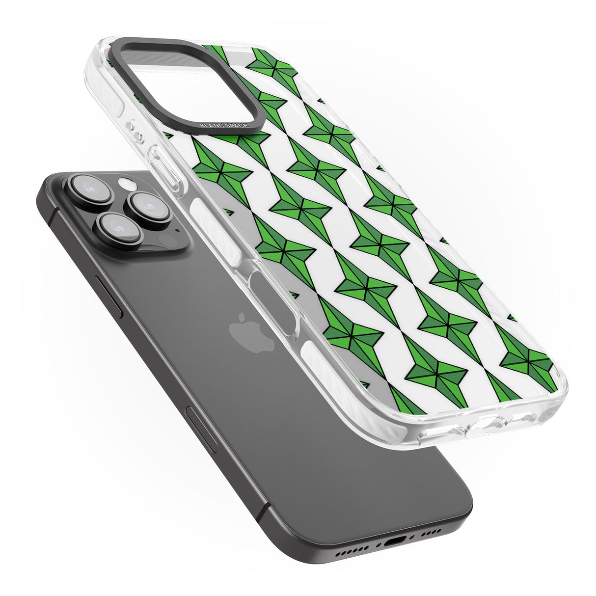 iPhone 16 Pro Max Emerald Stars Pattern (Clear) Black Impact Phone Case