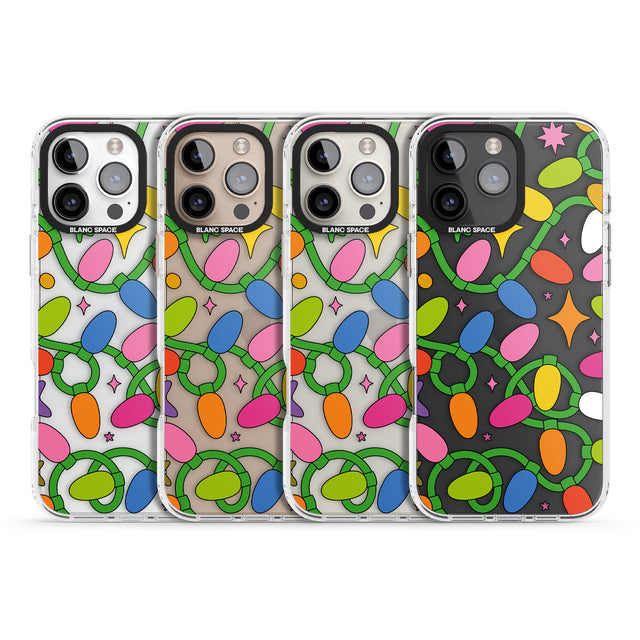 iPhone 16 Pro Max Festive Lights Pattern Black Impact Phone Case