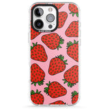 iPhone 16 Pro Max Strawberry Pattern (Pink) Black Impact Phone Case