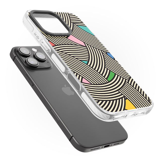 iPhone 16 Pro Max Multicolour Optic Waves Black Impact Phone Case