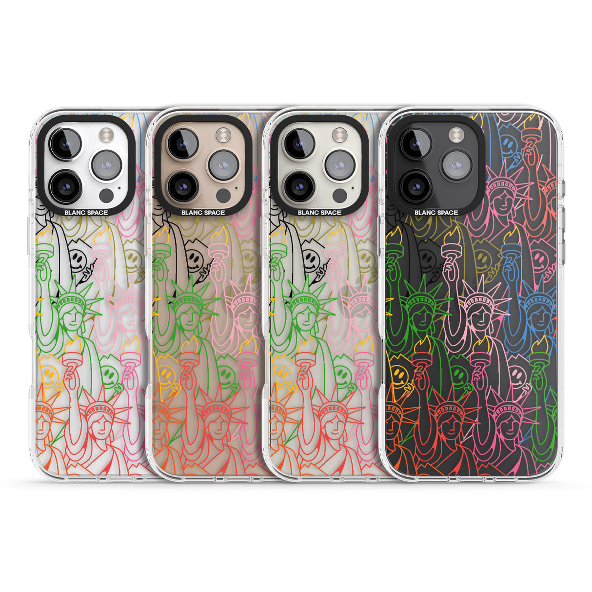 iPhone 16 Pro Max Multicolour Liberty Line Pattern Black Impact Phone Case