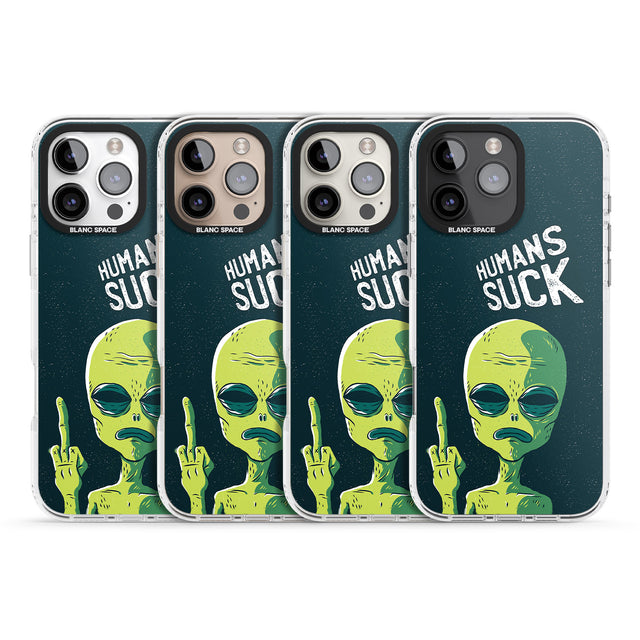 iPhone 16 Pro Max Humans Suck Alien Black Impact Phone Case