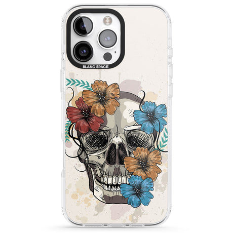 iPhone 16 Pro Max Sugar Skull Floral Black Impact Phone Case