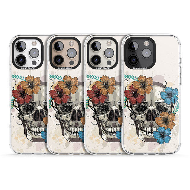 iPhone 16 Pro Max Sugar Skull Floral Black Impact Phone Case