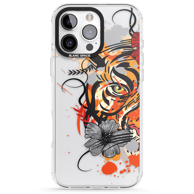 iPhone 16 Pro Max Sugar Skull Tiger Black Impact Phone Case