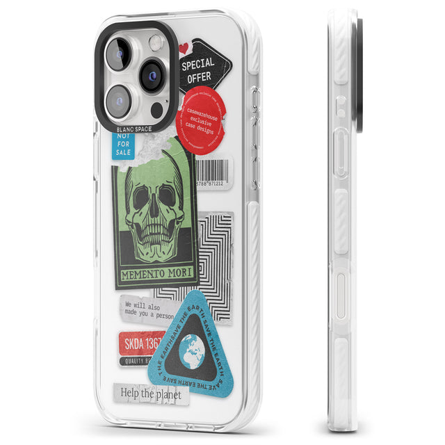 iPhone 16 Pro Max Skull Sticker Mix Black Impact Phone Case