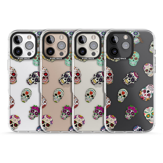 iPhone 16 Pro Max Mixed Sugar Skull Pattern Black Impact Phone Case