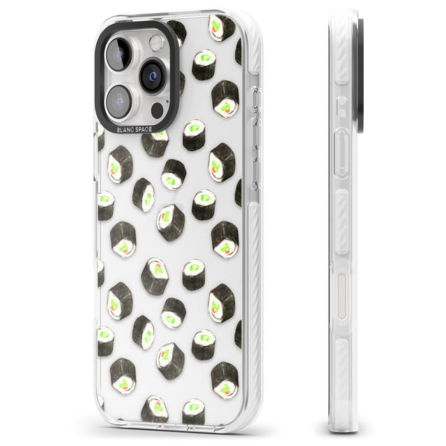 iPhone 16 Pro Max Maki Rolls Sushi Pattern Black Impact Phone Case