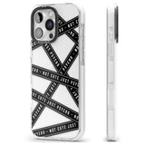 iPhone 16 Pro Max Caution Tape (Clear) Not Cute Just Psycho Black Impact Phone Case