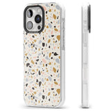 iPhone 16 Pro Max Pale Pink, Blue, & Mocha Terrazzo Pattern Black Impact Phone Case