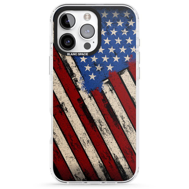 iPhone 16 Pro Max Distressed US Flag Black Impact Phone Case