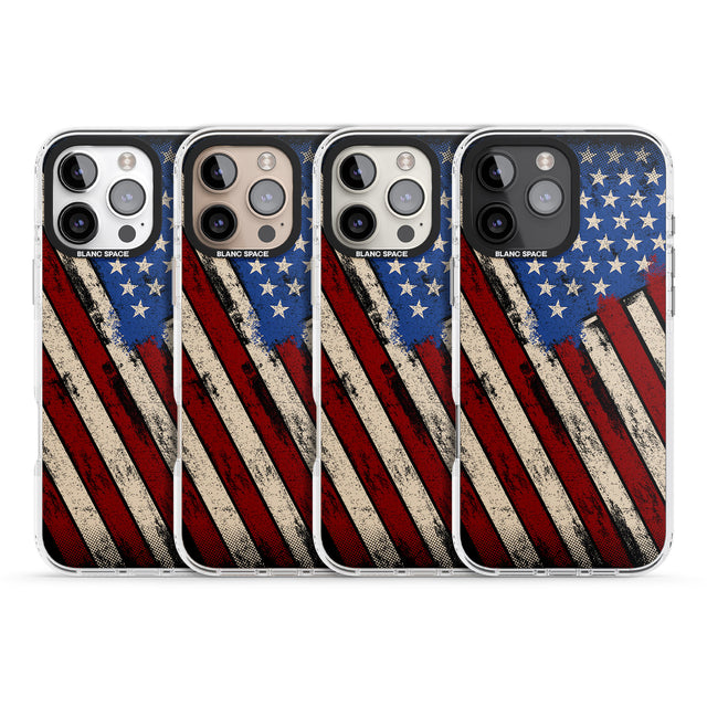 iPhone 16 Pro Max Distressed US Flag Black Impact Phone Case