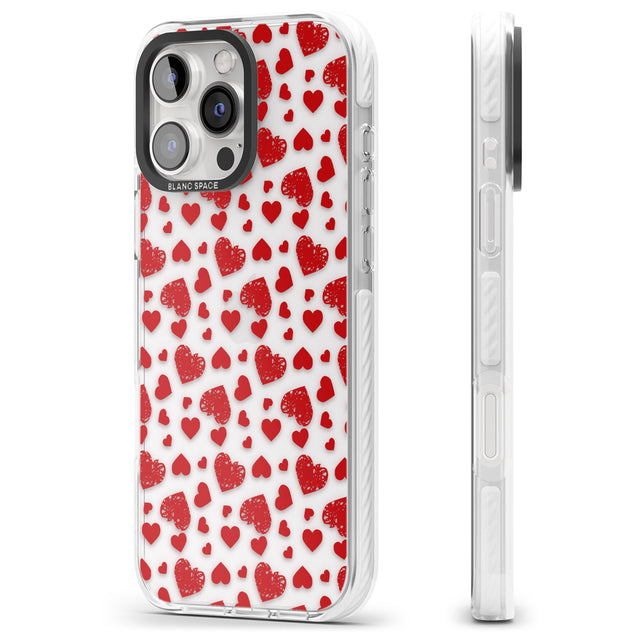 iPhone 16 Pro Max Sketched Heart Pattern Black Impact Phone Case