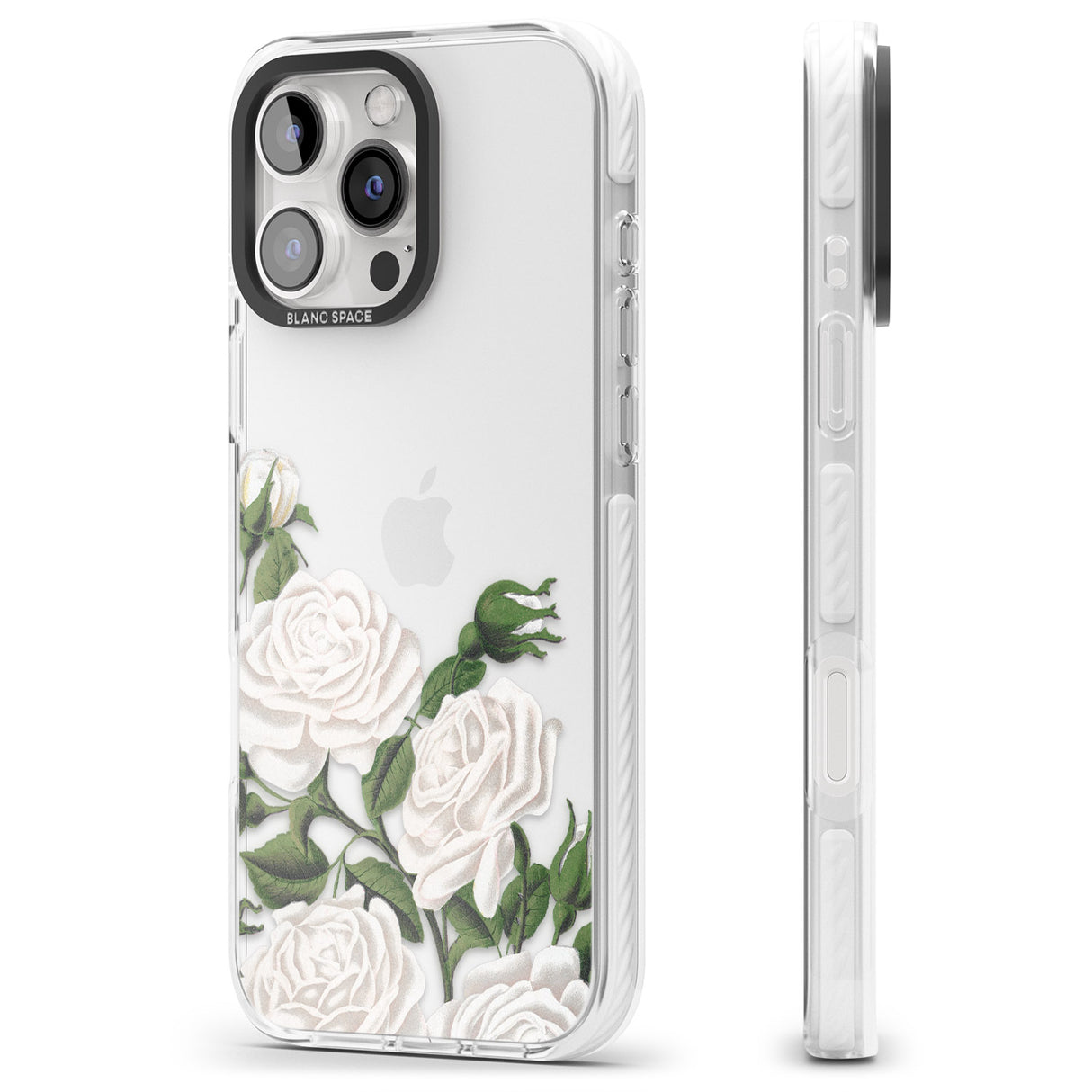 iPhone 16 Pro Max White Vintage Painted Flowers Clear Impact Phone Case + Magsafe