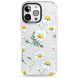 iPhone 16 Pro Max Vintage Painted Daisies Black Impact Phone Case + Magsafe