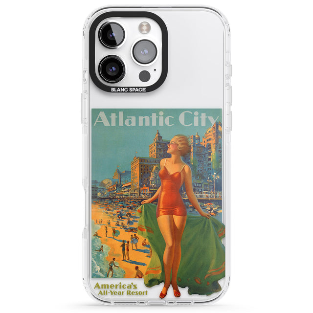 iPhone 16 Pro Max Atlantic City Vacation Poster Black Impact Phone Case