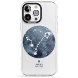 iPhone 16 Pro Max Pisces Zodiac Transparent Design - Blue Black Impact Phone Case