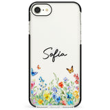 Personalised Buterflies & Wildflowers Impact Phone Case for iPhone SE