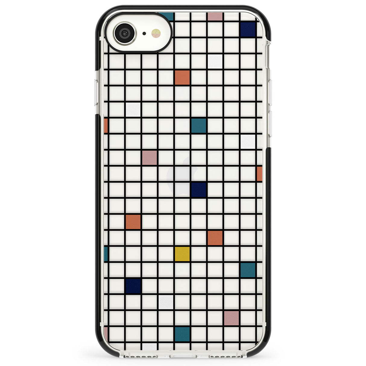 Earthtone Clear Geometric Grid Impact Phone Case for iPhone SE