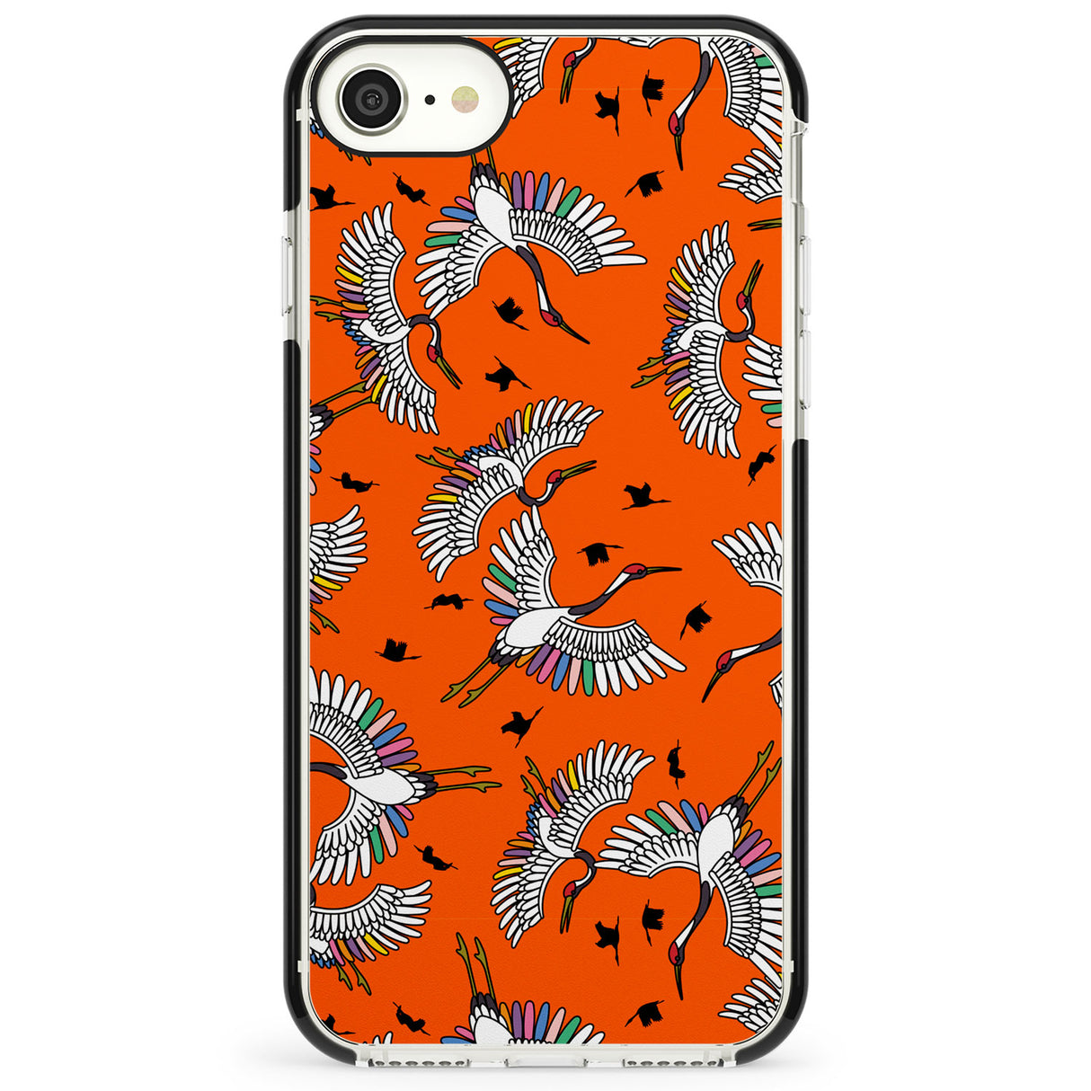 Colourful Crane Pattern (Orange) Impact Phone Case for iPhone SE