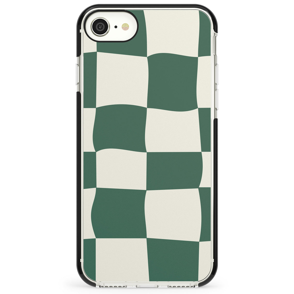 Green & Cream Wavy Check Impact Phone Case for iPhone SE