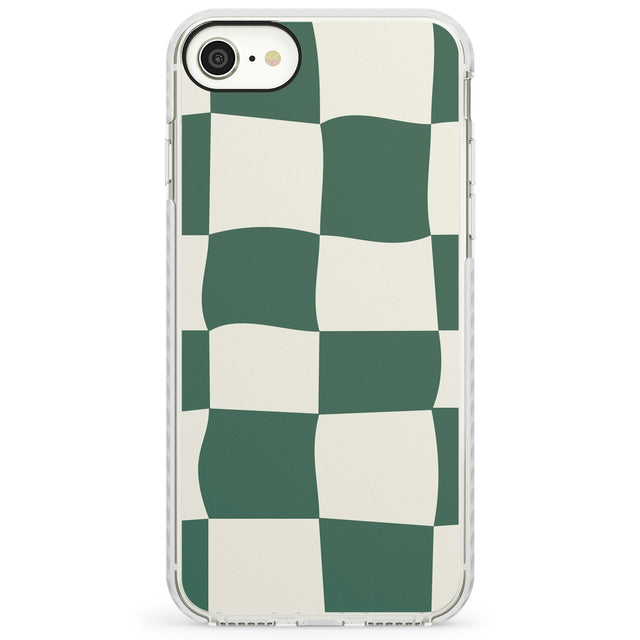 Green & Cream Wavy CheckImpact Phone Case for iPhone SE