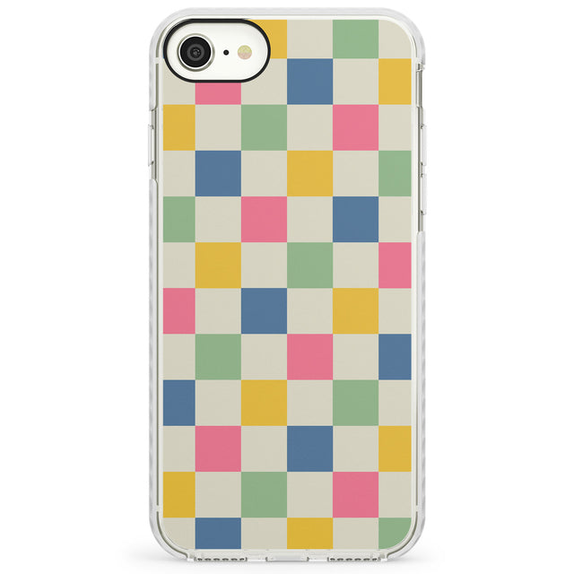 Pastel Multicolor CheckeredImpact Phone Case for iPhone SE