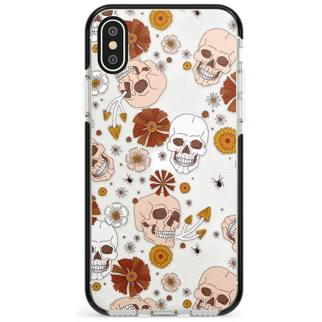 Halloween Skulls and Flowers Phone Case for iPhone X XS Max XR