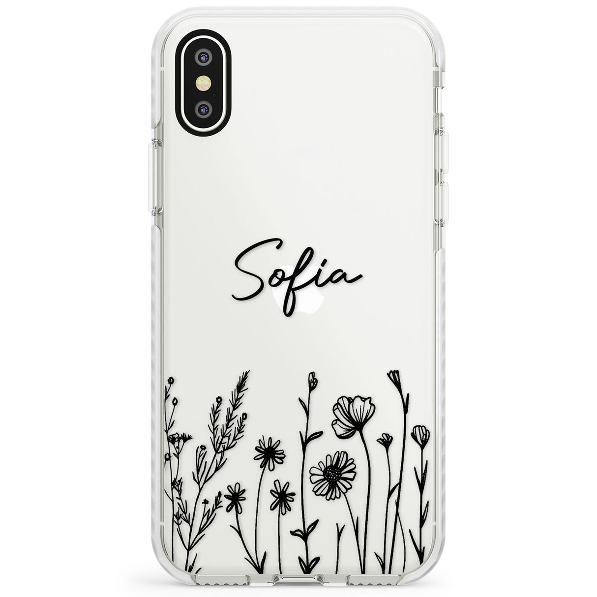 Personalised Black Wildflowers Impact Phone Case for iPhone X XS Max XR