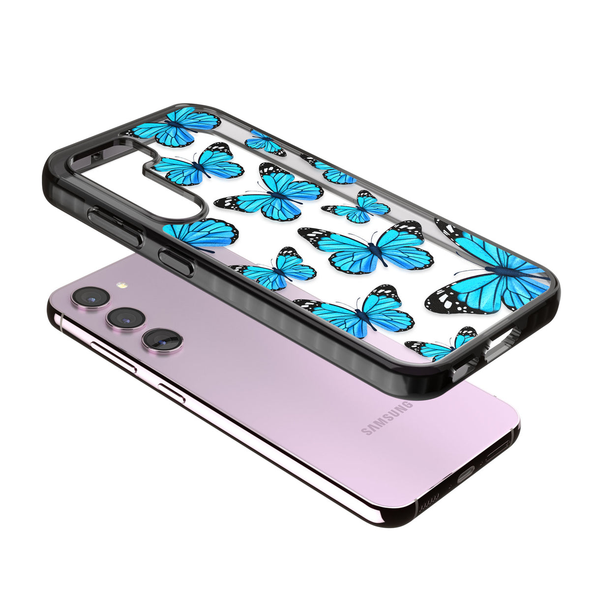 Blue Butterflies Impact Phone Case for Samsung Galaxy S24, Samsung Galaxy S23, Samsung Galaxy S22