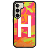 Personalised Bright Neon Camo Solid Monogram Custom Phone Case Samsung S23 / Black Impact Case,Samsung S22 / Black Impact Case Blanc Space