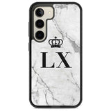 Personalised Initials with Crown on White Marble Custom Phone Case Samsung S22 / Black Impact Case,Samsung S23 / Black Impact Case Blanc Space