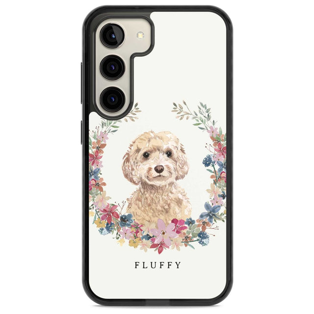 Personalised Champagne Cockapoo - Watercolour Dog Portrait Custom Phone Case Samsung S22 / Black Impact Case,Samsung S23 / Black Impact Case Blanc Space