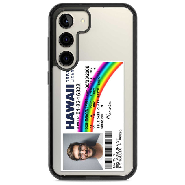 Personalised Hawaii Driving License Custom Phone Case Samsung S22 / Black Impact Case,Samsung S23 / Black Impact Case Blanc Space